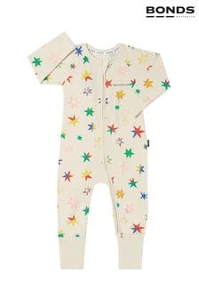 Bonds Cream Multicolour Star Print Zip Sleepsuit (Q90992) | kr400