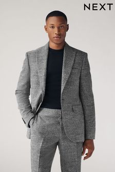 Grey Slim Fit Bouclé Texture Suit Jacket (Q90994) | 490 QAR