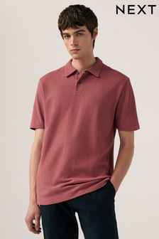 Textured Short Sleeve Polo Shirt