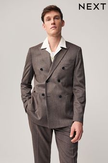 Brown Slim Fit Stripe Suit Jacket (Q91027) | HK$768