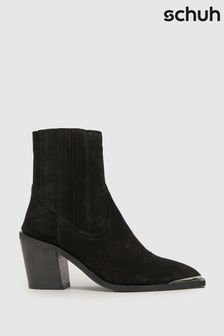 Schuh Anand Suede Western Black Boots
