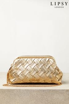 Lipsy Gold Weave Clutch Bag (Q91158) | Kč1,215
