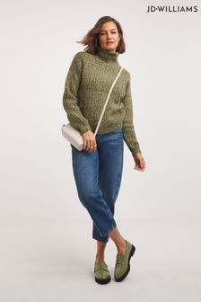 Zielony sweter Jd Williams z golfem i ozdobnym skręceniem (Q91518) | 190 zł