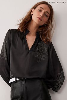 Mint Velvet атласная блузка с отделкой (Q91577) | €62