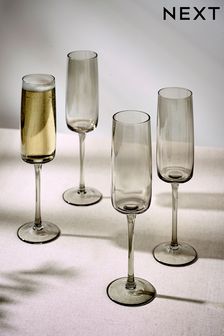 Set of 4 Smoke Grey Angular Champagne Flutes (Q91721) | kr246