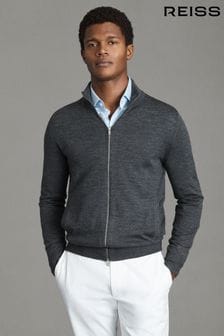 Серый меланжевый дерби - Reiss Hampshire Merino Wool Funnel-neck Jacket (Q91944) | €180