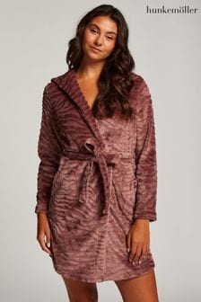 Hunkemoller Purple Short Fleece Ribbed Dressing Gown (Q92040) | 100 zł