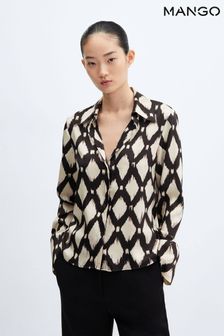 Mango Long Sleeved Satin Print Nude Shirt (Q92163) | €45