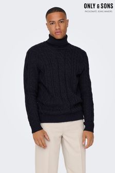 Blue - Only & Sons Cable Knit Cosy Jumper (Q92205) | kr770