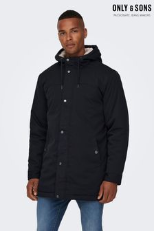 Mens Parka Coats Parka Jackets with Fur Hood Fishtail Coats
