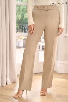 Society 8 Sophia Brown Belted Tapered Trousers (Q92327) | 185 SAR