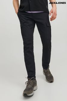 JACK & JONES Black Slim Leg Cuffed Cargo Trousers (Q92374) | SGD 68