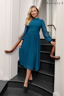 Blau - Society 8 Seraphina Plissiertes Kleid (Q92470) | 31 €