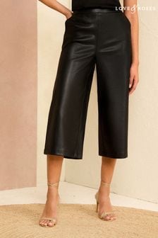 Love & Roses Black Petite Faux Leather Culotte Trousers (Q92495) | €66