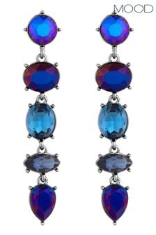 Mood Blue Stone Linear Drop Earrings (Q92697) | LEI 101