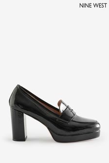 Nine West Womens 'Tanla' Black Block Heel Platform Loafers (Q92729) | €80