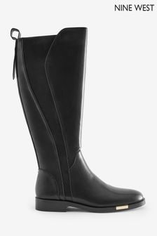 Nine West Womens 'Sanisa' Flat Knee High Black Boots with Zipper (Q92754) | 701 SAR