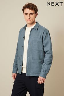 Albastru - Cămașă tip jachetă din twill chore (Q92766) | 319 LEI