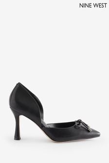 Nine West Womens 'Mangie' Spool Heel Evening Black Shoes with Bow Detail (Q92768) | 371 QAR