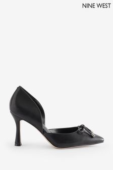Nine West Womens 'Mangie' Spool Heel Evening Black Shoes with Bow Detail