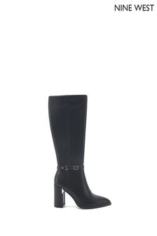 Nine West Womens 'Esora' Block Heel Knee High Black Boots with Zipper
