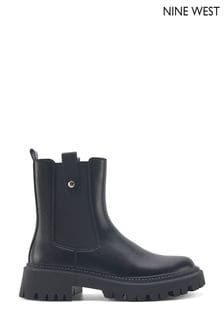 Nine West Womens 'Tacte' Lug Sole Chelsea Black Boots (Q92785) | ￥14,090