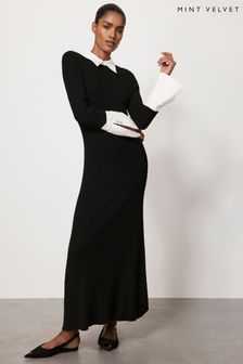 Mint Velvet Black Collar Detail Midi Dress (Q92810) | €75