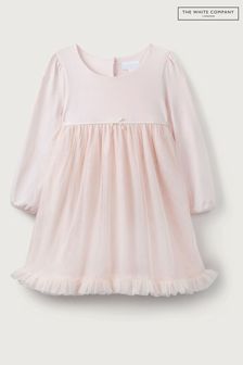 Розовое трикотажное платье с длинными рукавами и принтом The White Company (Q92831) | €22 - €24