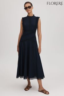 Florere Cotton Lace Midi Dress (Q92909) | Kč9,040
