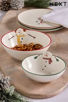 White Snowmen Nesting Serve Bowls Set of 2 (Q92960) | KWD5.500