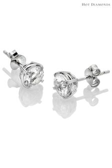 Hot Diamonds Silver Tone White Topaz Solitaire Earrings (Q93007) | €80