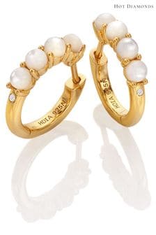 Hot Diamonds Gold Tone Calm Mother of Pearl Huggies (Q93028) | ₪ 603