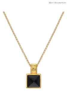 Hot Diamonds X JJ Gold Tone Black Onyx Pendant (Q93041) | LEI 507