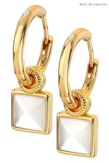 Hot Diamonds Gold Tone X JJ Calm Mother of Pearl Square Earrings (Q93045) | AED610