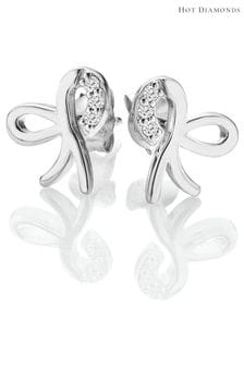 Hot Diamonds Silver Tone Ribbon Earrings (Q93050) | 396 QAR