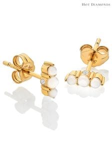 Hot Diamonds HD X JJ Gold Tone Calm Mother of Pearl Stud Earrings (Q93055) | 371 QAR