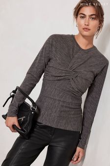 Mint Velvet Grey Twist Detail Top (Q93131) | €54