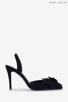 Mint Velvet Black Suede Flower Heels (Q93162) | 99 €