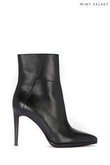 Mint Velvet Black Leather Ankle Boots (Q93176) | €95