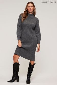 Mint Velvet Grey Wool Blend Dress (Q93204) | kr1,675