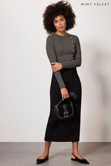 Mint Velvet Black Jersey Midi Skirt (Q93207) | €58