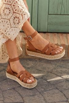 Linzi Brown Dakota Flatform Sandals With Round Interlinked Upper Design (Q93293) | $83