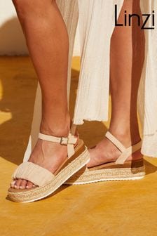 Linzi Cream Melani Sandals With Ruched Upper Detailing (Q93320) | AED194