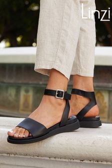 Linzi Black Kara Two-Part Footbed Sandals (Q93327) | KRW64,000