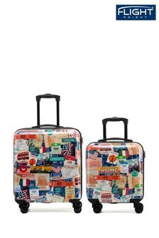 Flight Knight Medium & Large Check-In Hold Luggage Hardcase Travel White/Red Suitcases Set Of 2 (Q93392) | 693 QAR