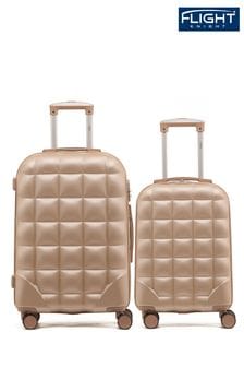 淡金色 - Flight Knight中型機大型托運行李泡沫硬殼棕色旅行箱 2件組 (Q93409) | NT$5,600