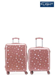 أبيض - طقم من 2 من حقائب السفر باللون الوردي، أمتعة سفر صلبة سهلة الحمل من حجمين متوسط وصغير من Flight Knight (Q93415) | 594 ر.ق