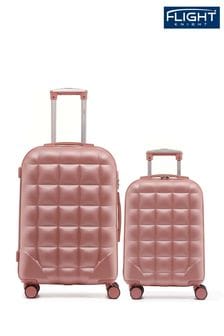 Złoty - Zestaw 2 brązowych walizków Sprawdź Flight Knight ze średnim i dużym zapięciem na bagaż podręczny (Q93421) | 755 zł