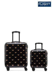 أسود - طقم من 2 من حقائب السفر الصلبة باللونين الأبيض والأحمر، أمتعة حمل للسفر من مقاسين متوسط وكبير من Flight Knight (Q93427) | 693 ر.ق