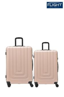 رمادي بني - طقم من 2 من حقائب السفر باللون البني، أمتعة حمل فقاعية صلبة بحجم متوسط وصغير من Flight Knight (Q93429) | 495 ر.ق